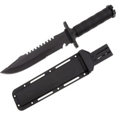 KS-11 Knife Outdoor Knife 35 cm Length - Bushcraft Knife with Non-Slip Handle Perfect as a Belt Knife - Carving Knife or Hunting Knife with Plastic Holster