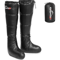 Lixada Winter Camping Down Socks Warm Soft Windproof Long Sleeping Shoes with Adjustable Drawstring for Camping Backpack Sleeping Bag Tent Men Women Unisex Down Boots with Storage Bag, black