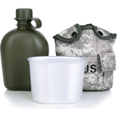 camping canteen set, outdoor canteen water bottle, portable canteen with cup, aluminium canteen set, multipurpose canteen bottle, water bottle for climbing, canteen with cover, outdoor water canteen