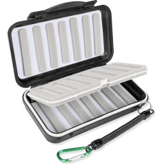Fly Fishing Box Fly Boxes For Fly Fishing Trout Two-Sided Waterproof Lightweight Easy Grip Black Lid Fly Fishing Lures Box Foam Ice Jig Fly Box And Coil Springs Cord