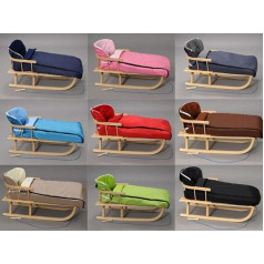 Wooden Sledge with Back Rest with Winter Footmuff 108 cm Sleigh with 10 Colours