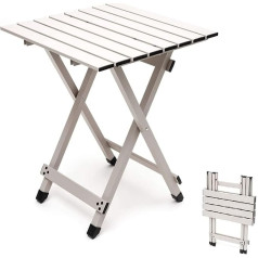 SUNNYFEEL Aluminium Camping Table Folding Side Table Small Table for Outdoor Camping Garden Balcony Height 62.5 cm Grey