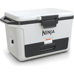 Ninja FrostVault Hard Cooler 50qt/47L, Premium Heavy-Duty Insulated Cool Box, Keeps Ice for up to 6 Days, with Dry Zone integrated Fridge-Temp Dry Storage Drawer, Fits 80 Cans, Cloud White FB151EUWH