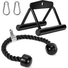 Turakun Cable Machine Attachments Set: LAT Pulldown Attachments Bar for Home Gym Accessories Triceps Rope Double D Handles