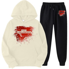 Laufanzug Damen, Kapuzenpullover und Trainingshose, Hoodie Set Entsetzen mit Blut Trainingsanzug-Set Kappe 2-Teilige Sweatsuit Set Lässiges Baggy Loungewear Winter Modische Bekleidungsset Jogger