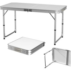 EFAN Folding Table 4M Camping Table Heavy Duty Portable Height Adjustable with Carry Handle Coffee Table Load Capacity up to 150kg - 120x60x70cm