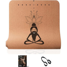 Spoonie Yoga® Premium Cork Yoga Mat with Natural Rubber - Sustainable Yoga Mat Non-Slip Non-Toxic Includes Mat Strap I Yoga Pilates Fitness I Developed by Yoga Teachers, 4 mm Thick