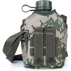 1L Army Hip Flask, Water Bottle, Aluminium, Wine Pot, Military Canteen, Camping, Hiking, Survival, Kettle, Sports Bottle Shoulder Strap for Outdoor Camping