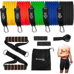 Mobiclinic, Elastic Resistance Bands, European Brand, Includes Accessories, 5 Resistances, Non-Slip, Fitness, Fitness Bands for Yoga, Pilates, Stretching, Buttocks