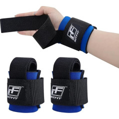 RitFit Lifting Straps + Wrist Protector For Weightlifting, CrossFit, Bodybuilding, MMA, Powerlifting, Strength Training - With Neoprene Padding ~ Men & Women - One Size Fits All (Blue)