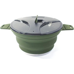 GUIJIALY Foldable Outdoor Pot Silicone Hiking Cooking Pot Portable Picnic Pot Stainless Steel Camping Stove Green