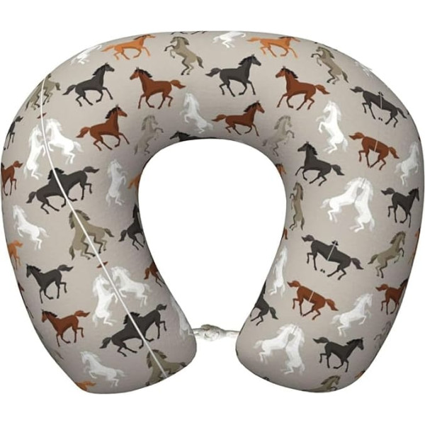DEXNEL Niedliches Pferde-Flugzeug-Reisekissen, Memory-Schaum-Kissen, geeignet für Flugzeug, Schlafen, Reisen