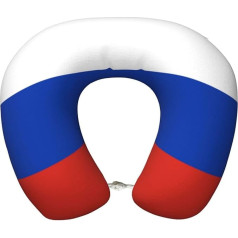 XZDAL Russian Flag U-Shaped Travel Pillow with Memory Foam Core and Washable Plush Cover for Neck Support