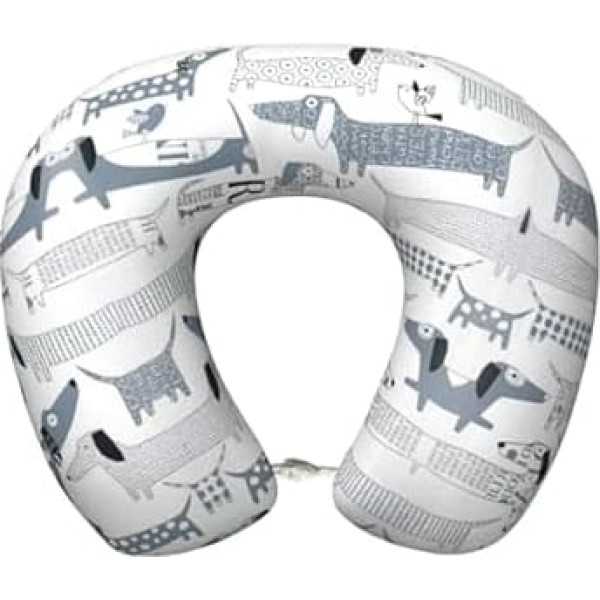 OKFSTY Reise-Nackenkissen mit niedlichem Dackel für Flugzeug, Erwachsene, Memory-Schaum, Reise-Nackenkissen, für Flugzeug, Zug, Zuhause