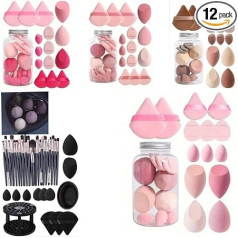 HealthyMoov Makeup Sponges and Powder Puff Set with Storage Box (Pink 14p)