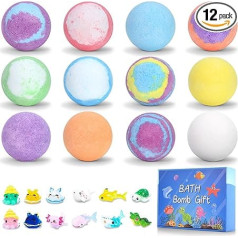 CIMOYBAI Bath Bombs, Pack of 12 Bath Bombs, Bath Bombs Children, Bath Bombs Children with Surprise Toy Inside, for Girls and Boys for Christmas, Birthday, Bathing Fun for Children