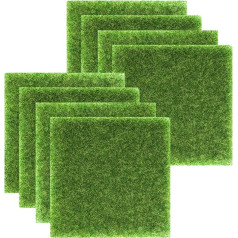 Pack of 8 Artificial Grass Miniature Garden 15 x 15 cm Artificial Grass Rug Artificial Grass for Crafts Artificial Grass Artificial Lawn Mat Miniature Garden Decoration for Indoor and Outdoor Use