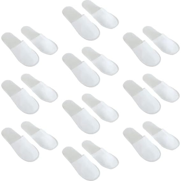 LNQ LUNIQI Disposable Slippers, White, 10 Pairs Women's Hotel Slippers, Terry Slippers, Men's Bath Slippers, Guest Slippers Set, White Guest Slippers for Hotel, Salon, Spa, Home, White