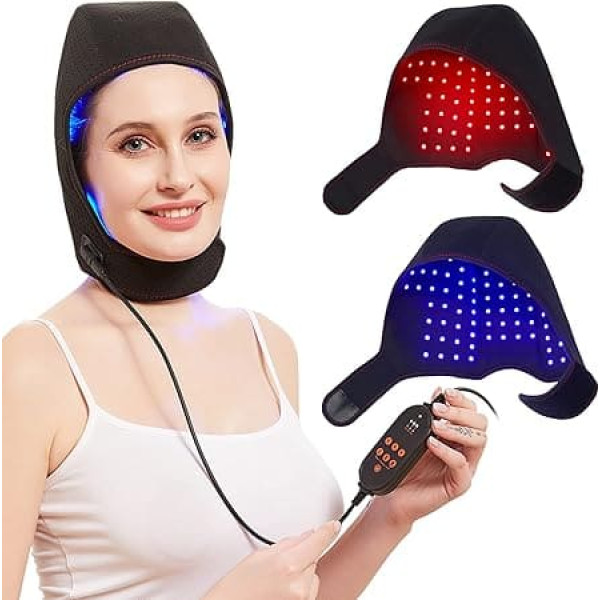 JOBYNA Red & Infrared & Blue Light Therapy for Hair Growth and Pain Relief, 460nm 660nm 850nm Therapy Cap, LED Infrared Therapy Red Light Lamp for Hair Loss, Pain, Hair Regrowth