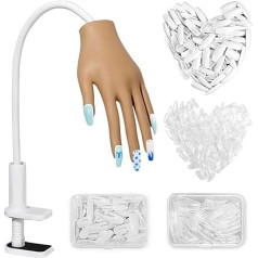 Adonafy Übungshand für Nageldesign - Silikon Hand für Gelnägel - Verstellbare Übungshand für Gelnägel - Professionelle Nagel Hand Übungsmodell für Anfänger Salon Zuhause DIY Maniküre