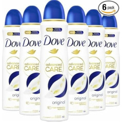 Dove Advanced Care Original Antiperspirant Deodorant Spray, Provides Up to 72 Hours of Protection from Sweat - 6 x 150ml - Value Pack
