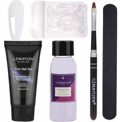 GZMAYUEN Nail Extension Gel Set Poly Nails Soft White Colours 30 ml White Poly Nail Gel Set with Nail Slip Solution Milky Nail Extension Shellac UV Nail Gel Builder Poly Nail Kit