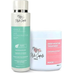 I Belli Capelli Venice Smoothing Keratin Kit, Keratin Hair Treatment Straightening Set - Keratin Para Alisar El Pelo Sin Formol - Paso Unique & Hair Mask for Silky Soft Hair (500 g) - (Pack of 2)