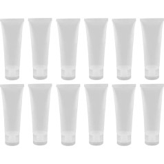 Bamboopack Empty Refillable Clear Plastic Tubes Cosmetic Sample Bottles with Flip Lid Travel Makeup Sample Container Storage 12 Pack, transparent