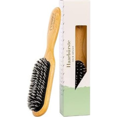 Remos Beech Wood Hair Brush with 100% Boar Bristles and Narrow Hairdressing Pin