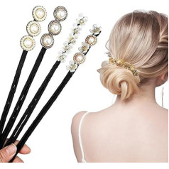 Pack of 4 Pearl Flower Hair Bun Maker Women's Doughnut Hair Bun Maker Hair Pin Hair Bun Maker Hair Holder Hair Styling Tool Hair Bun Maker Set for Children Girls Women