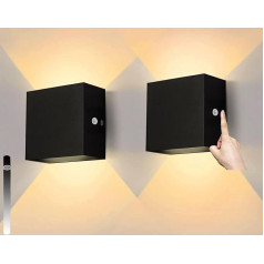 yovurond LED Wall Light, White Aluminium Modern LED Wall Light, Indoor Light, Up Down Wall Light for Bathroom, Living Room, Bedroom, Hallway (Black, Warm White, Dimmable)