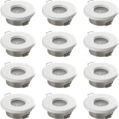 SEBSON 12 x Recessed Bathroom Spotlights IP65 Including GU10 Socket – LED Spotlight Hole Diameter 65 mm Flush-Mounted Ceiling Spotlight Aluminium White Round