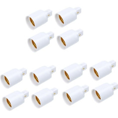 DOITOOL Pack of 12 G24D Conversion Lamp Head Spiral Light Bulbs Light Base Plug Converter Three E27 Socket Holder Adapter CFL Lamp Base [Metal Material] Nickel Plated