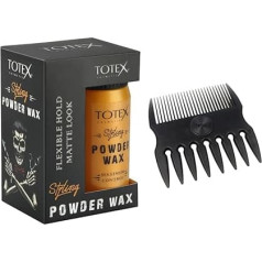 Totex Hair Styling Powder Wax 20g Volume Thickening Magic Dust Ultra Strong Matte Look & Styling Comb 2 in 1 Spinner Fine/Coarse Teeth Texture and Grooming Hair Comb Grey