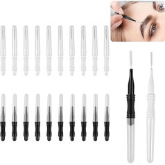 LONCHDAN Micro Eyebrow Brush with Cap, Micro Brush, Eyebrow Laminating Brush, 2 Sizes, Eyebrow Brush, Portable Coil Brush, Mascara Eyelash Brush for Eyelash Lift Extensions, 20 Pieces