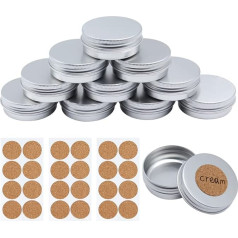 LanYin g Pack of 10 Aluminium Tins 30 ml Metal Jars Aluminium Jars Round Lip Balm Aluminium Cans Cosmetics Aluminium Jars for Lotions, Masks, Creams, Pressed Powder, Jewellery