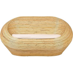 Beliani Maiori 2-Seater Garden Sofa Rattan Natural Oval with Cushion Outdoor & Indoor
