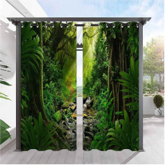 ANHOPE Tropical Rainforest Jungle Forest Outdoor Curtains with Eyelets Waterproof Weatherproof Outdoor Curtain for Balcony Patio Garden Pergola Gazebo Outdoor Curtains Set of 2 H 214 x W 132 cm