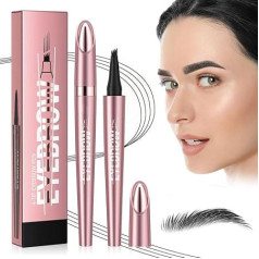 Eyebrow Pencil, 3D Microblading Eyebrow Pencil, Waterproof, Magic Eyebrow Colour Eyebrow Pencil with 4 Fork Tip Applicator, Effortlessly Creates Natural Looking (Style B-04# Black)