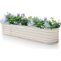 Byhagern Raised Beds for Outdoor Use, Rust Protection Coating, Planter Box with Safety Edge, Raised Beds for Vegetables, Flowers, Herbs (Beige)