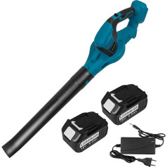 KEATFE 18 V Battery Leaf Blower with 2 5.0 Ah Batteries and Charger, Wireless Blower, 190 km/h Airflow Speed, for Garden, Lawn Care, Gardening, Snow Removal