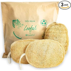 100% Natural Loofah Exfoliating Sponge (3-Pack) - Loofah Sponge - Organic Loofah Sponge - Exfoliating Sponge - Body Sponge - Biodegradable Loofah Sponge - Loofah Sponge - Exfoliating Loofah Sponge