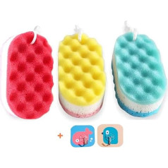 Winture 3 Pieces Exfoliating Foam Sea Sponge Natural Feel Soft Bath Sponge Body Shower Sponges for Men and Women (Extra Large)