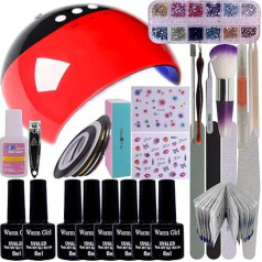 Soak Off Gel Nail Polish Set Top & Base Coat 24W LED Nail Polish Nail File Remover Wrap Starter Nail Art Tool Kit