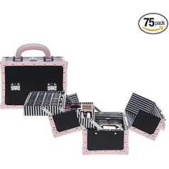 E78 Super Elegant Cosmetic Make-Up Imitation Leather Look Beauty Vanity Case 75 Pieces