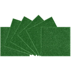 NHQZ Pack of 6 artificial grass carpets, artificial grass for crafts, grass mat, model making, miniature decoration, 15 x 15 cm, Green