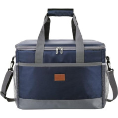 Large Foldable Thermal Bag, 36L Cool Bag, Lunch Bag, Picnic Bag, with Adjustable Shoulder Strap, Large Capacity, for Outdoor Travel, Beach, Camping, Hiking, Picnic (Navy Blue)