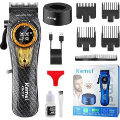 KEMEI 2242 Professional Hair Clipper for Men, Electric Cordless Hair Clipper, Hairdressing Clipper, DLC Blades, 5000-9000 RPM Turbo Motor, USB Rechargeable