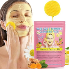 Turmeric Kojic Acid Cleansing Pads - 2024 New Kojic Acid and Turmeric Cleansing Pads, Turmeric Exfoliating Face Scrub Pads, Turmeric Kojic Acid Pads Facial Sponges for Cleansing and Exfoliating (Pack