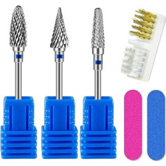 Pack of 3 Nail Drill Bits, Tungsten Alloy Nail Cutter Grinding Heads Nail Cutter Attachments, Remove Gel Acrylic Cuticles for Manicure Pedicure, 3/32 Inch Nail Bits for Nail Drill, Medium Grit
